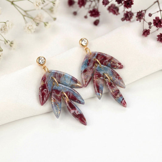 Polymer Clay Hängeohrringe – Kollektion Saphir Scarlet | Statement Schmuck