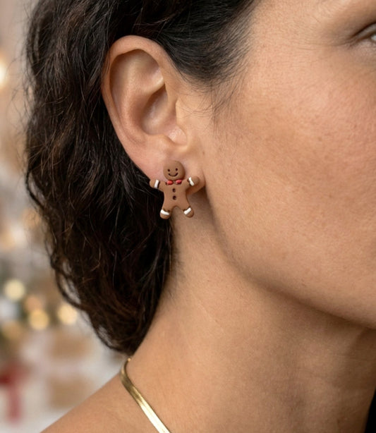 Lebkuchenmann Polymer Clay Ohrstecker – Handgefertigte Weihnachts Ohrringe