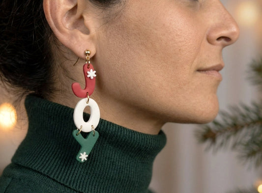 JOY Weihnachts Ohrringe – Handgefertigte Polymer Clay Statement Ohrringe