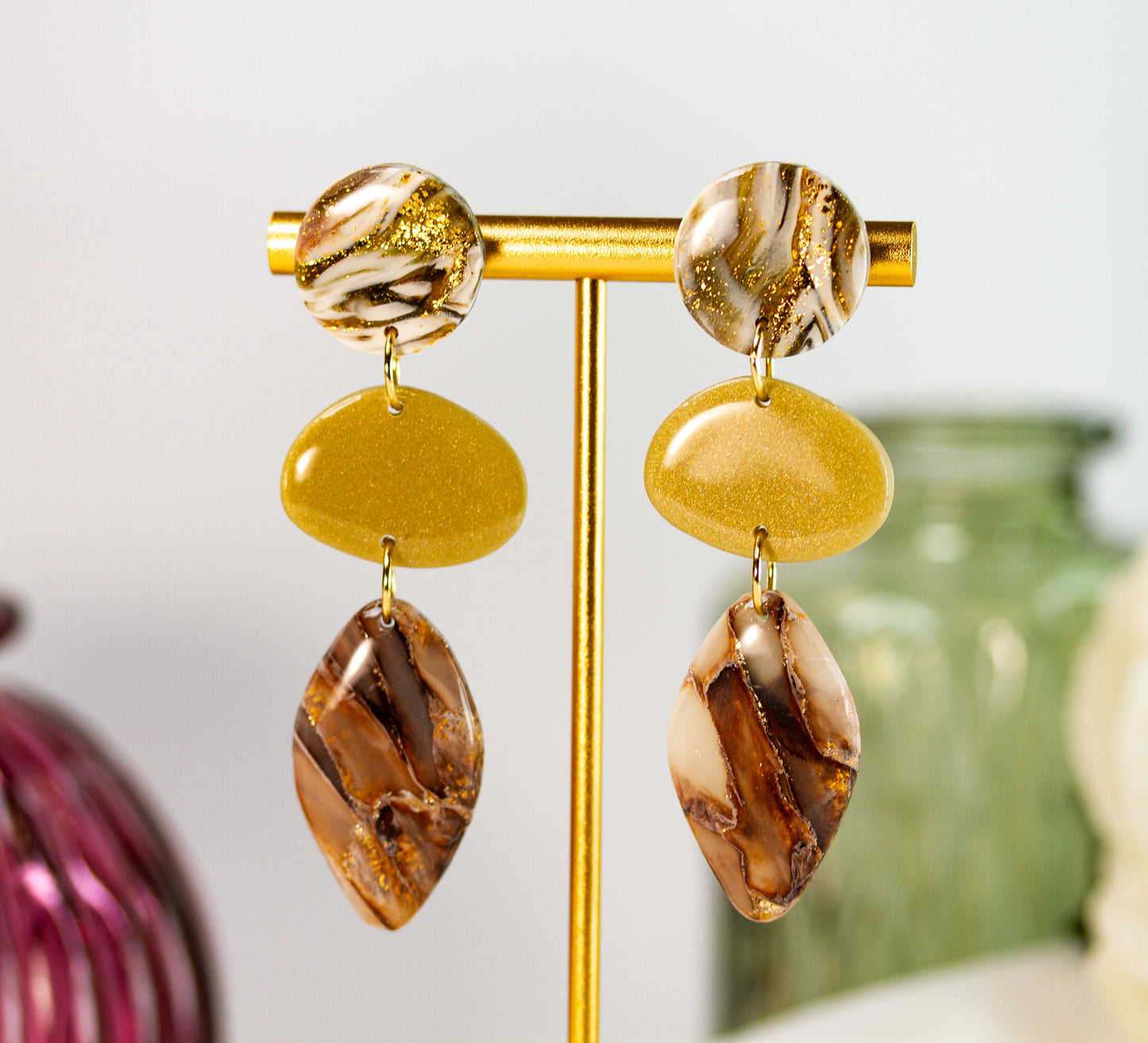 Statement Ohrringe – Leaf – Ivory Mocha Collection