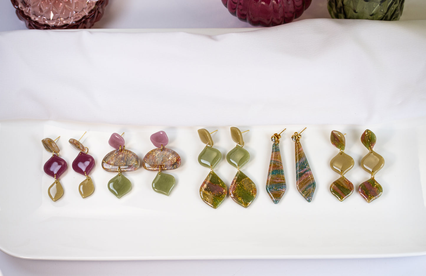 Ohrringe – Olive Geometry – Gold Oliv