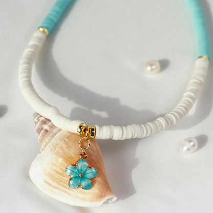 Laguna Blossom – Maritime Katsuki-Halskette mit Blüten-Anhänger