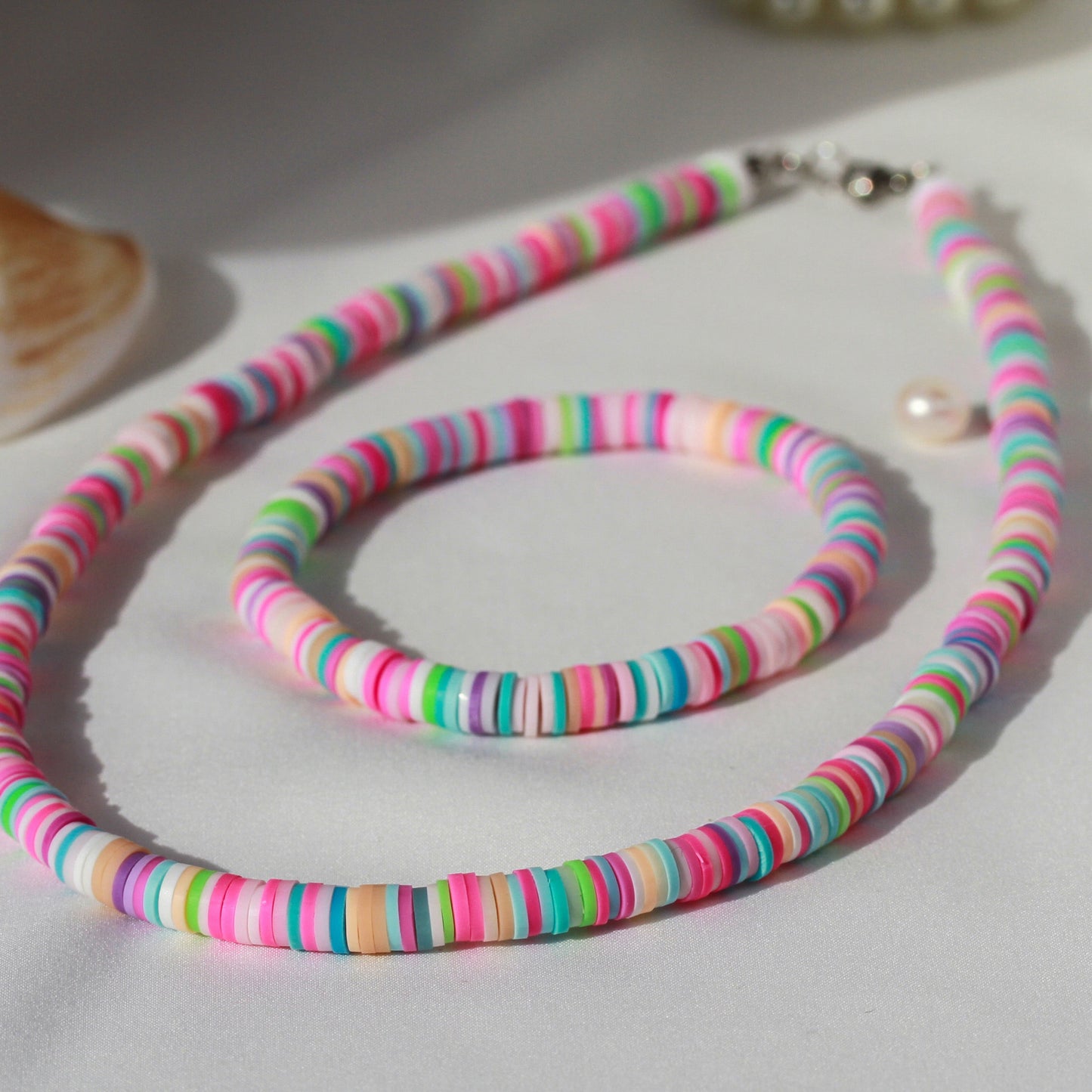 Candy Rainbow – Buntes Katsuki-Schmuckset mit Halskette und Armband