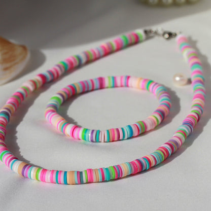 Candy Rainbow – Buntes Katsuki-Schmuckset mit Halskette und Armband