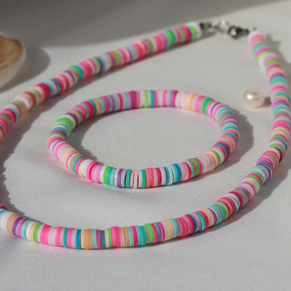 Candy Rainbow – Buntes Katsuki-Schmuckset mit Halskette und Armband