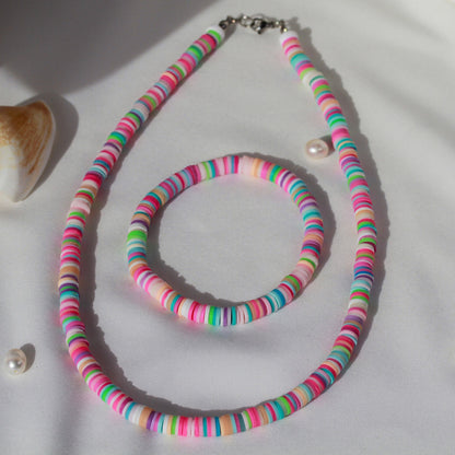 Candy Rainbow – Buntes Katsuki-Schmuckset mit Halskette und Armband