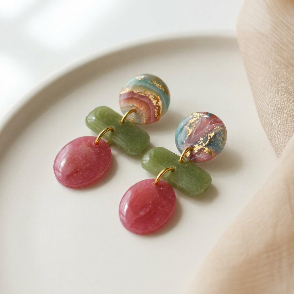 Little Rose Gilded Marble Dangles