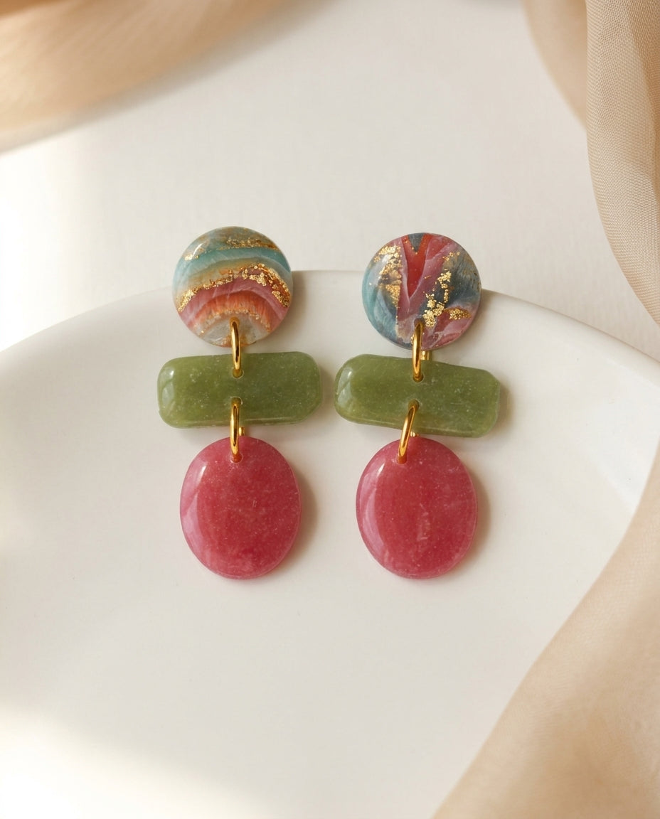 Little Rose Gilded Marble Dangles
