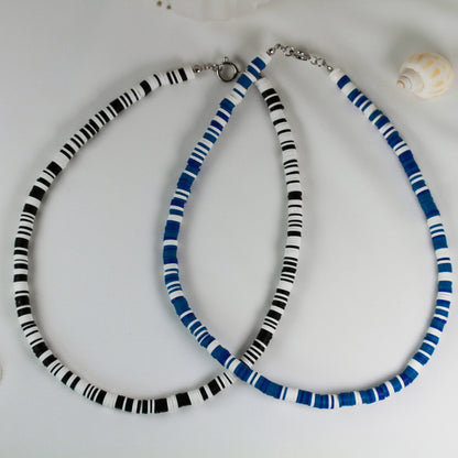 Ocean Wave – Unisex-Katsuki-Choker in Tiefblau und Weiß