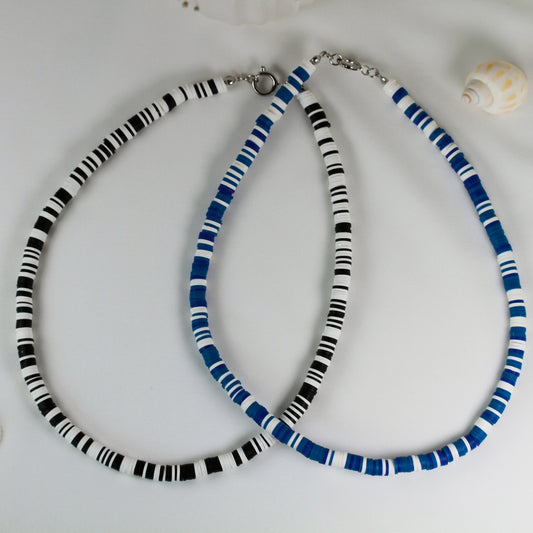 Ocean Wave – Unisex-Katsuki-Choker in Tiefblau und Weiß