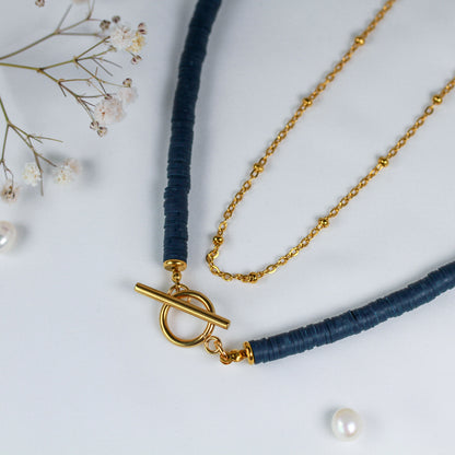 Golden Midnight – Blaue Katsuki-Halskette mit T-Bar-Verschluss