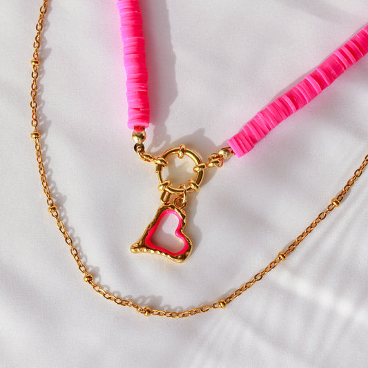 Pink Heart Frame - Halskette