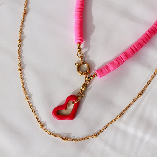 Hot Pink Heart - Halskette