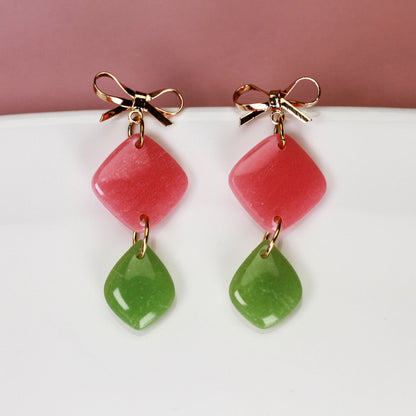 Berry Olive Bow - Ohrringe