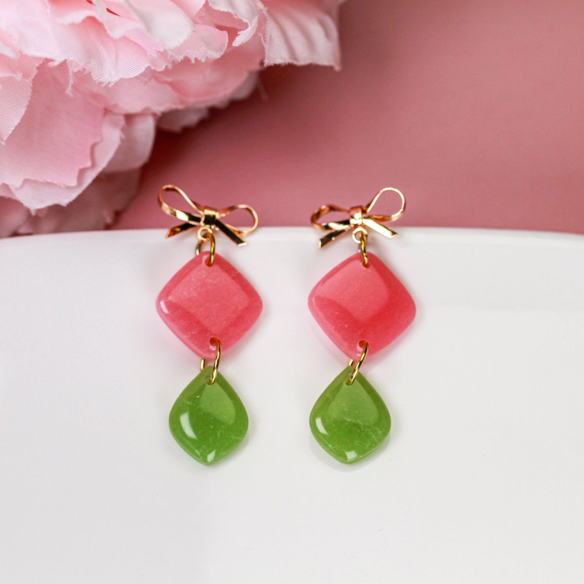 Berry Olive Bow - Ohrringe