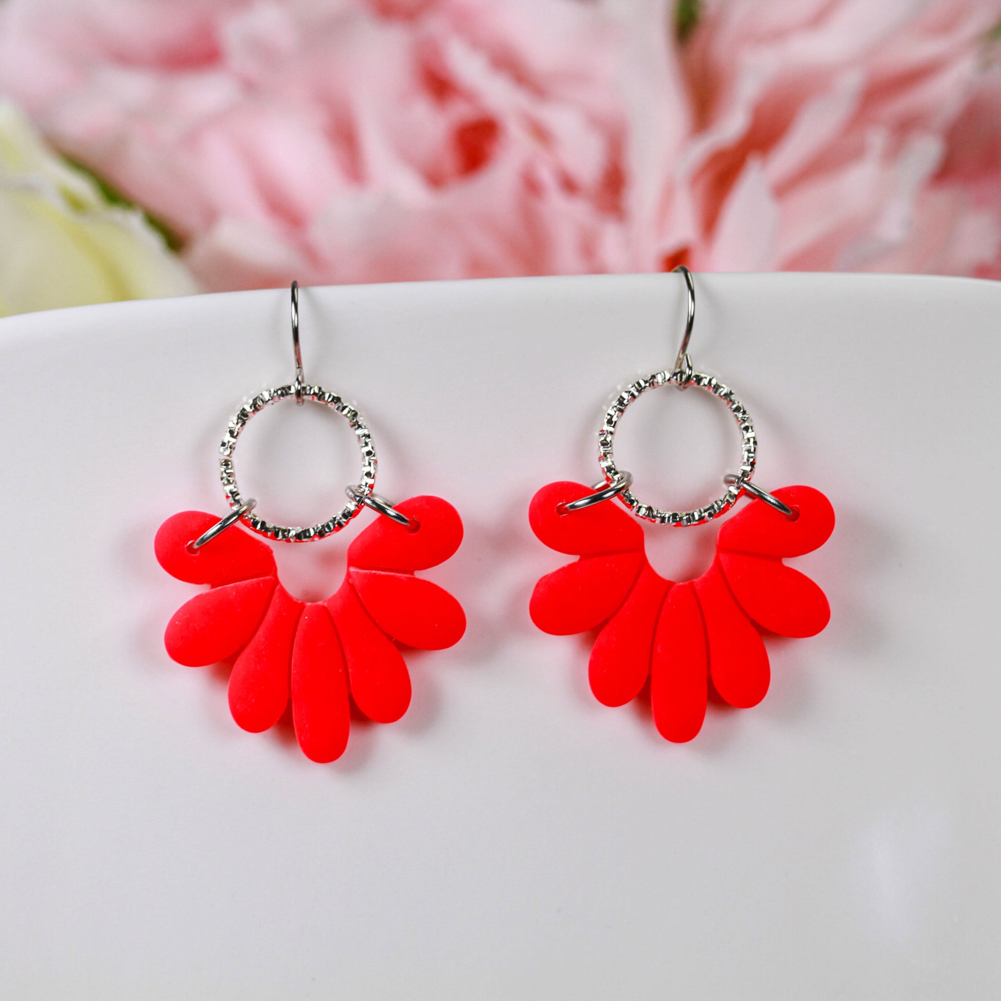 Coral Bloom Fan – Silver - Ohrringe