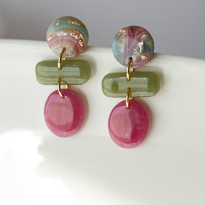 Little Rose Gilded Marble Dangles