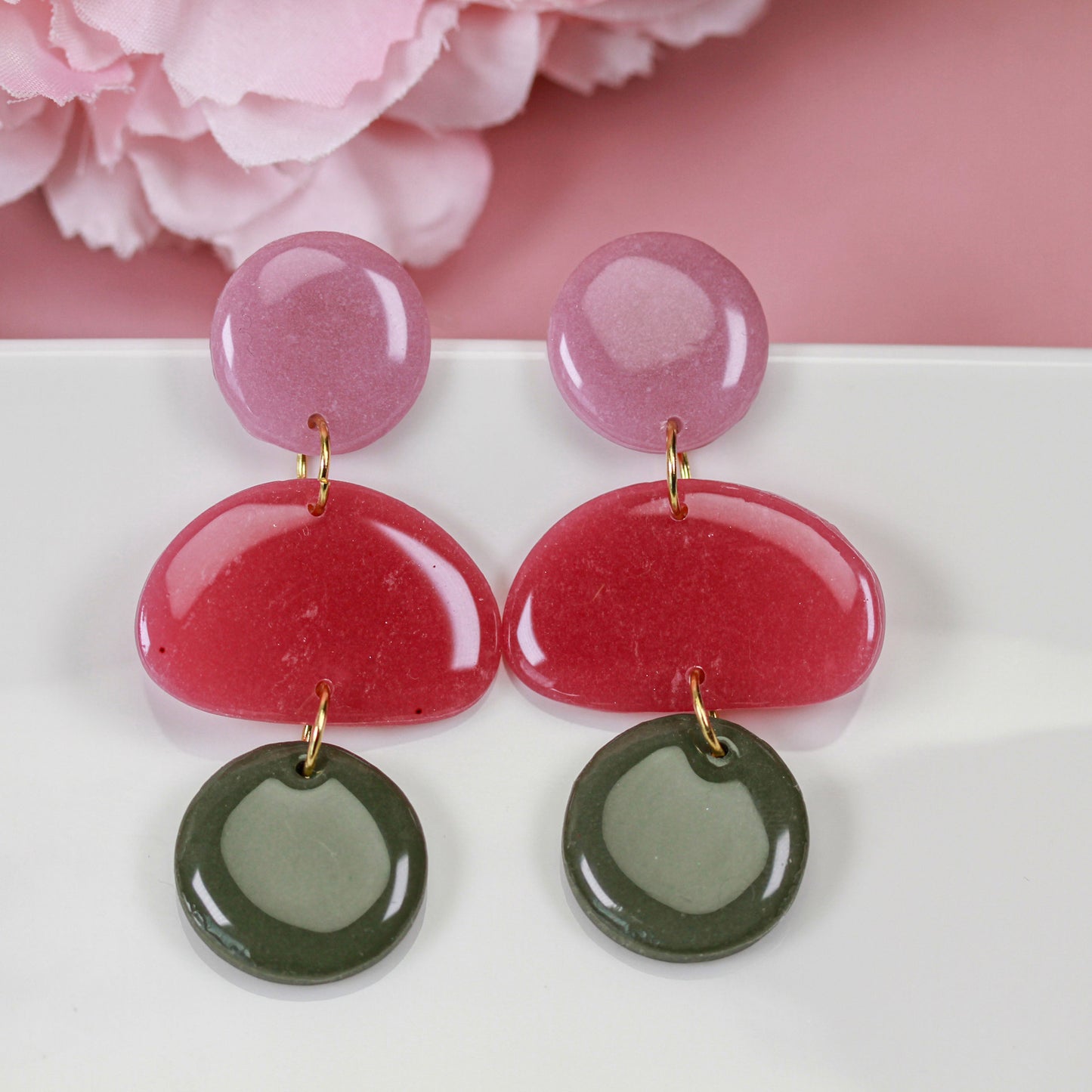Berry Olive Color Block – Ohrringe
