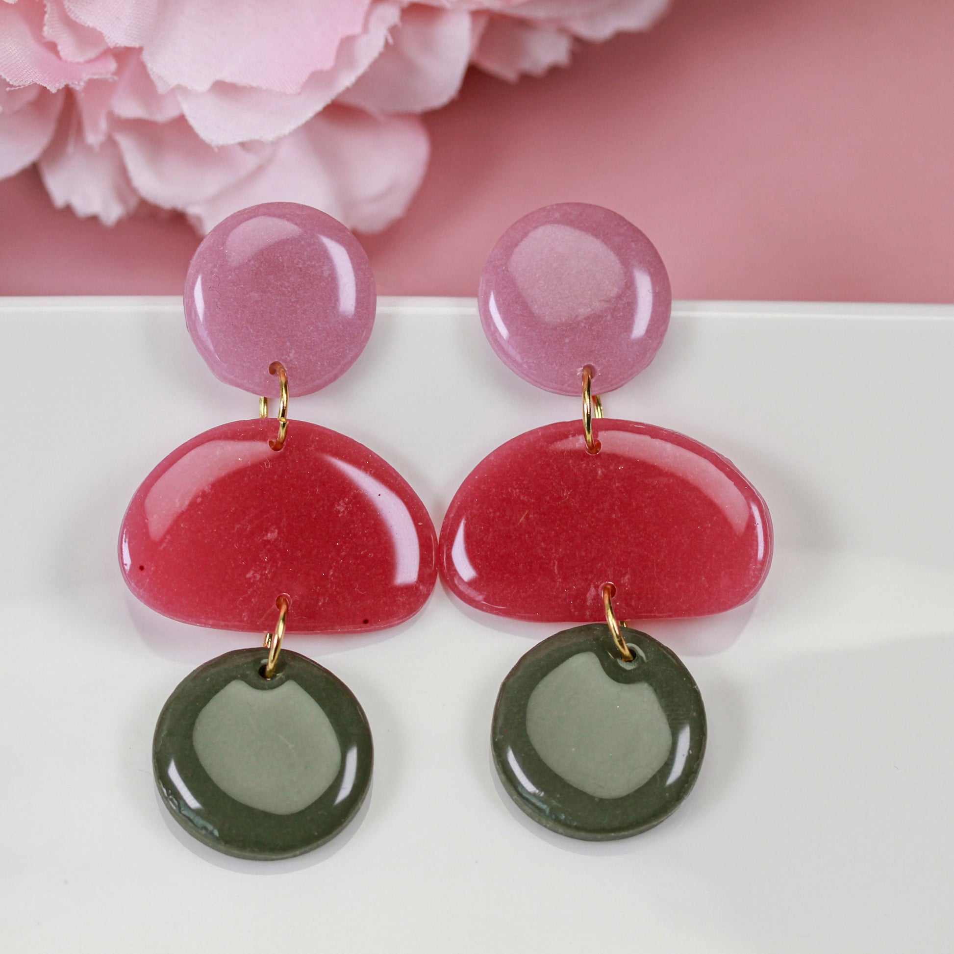 Berry Olive Color Block – Ohrringe