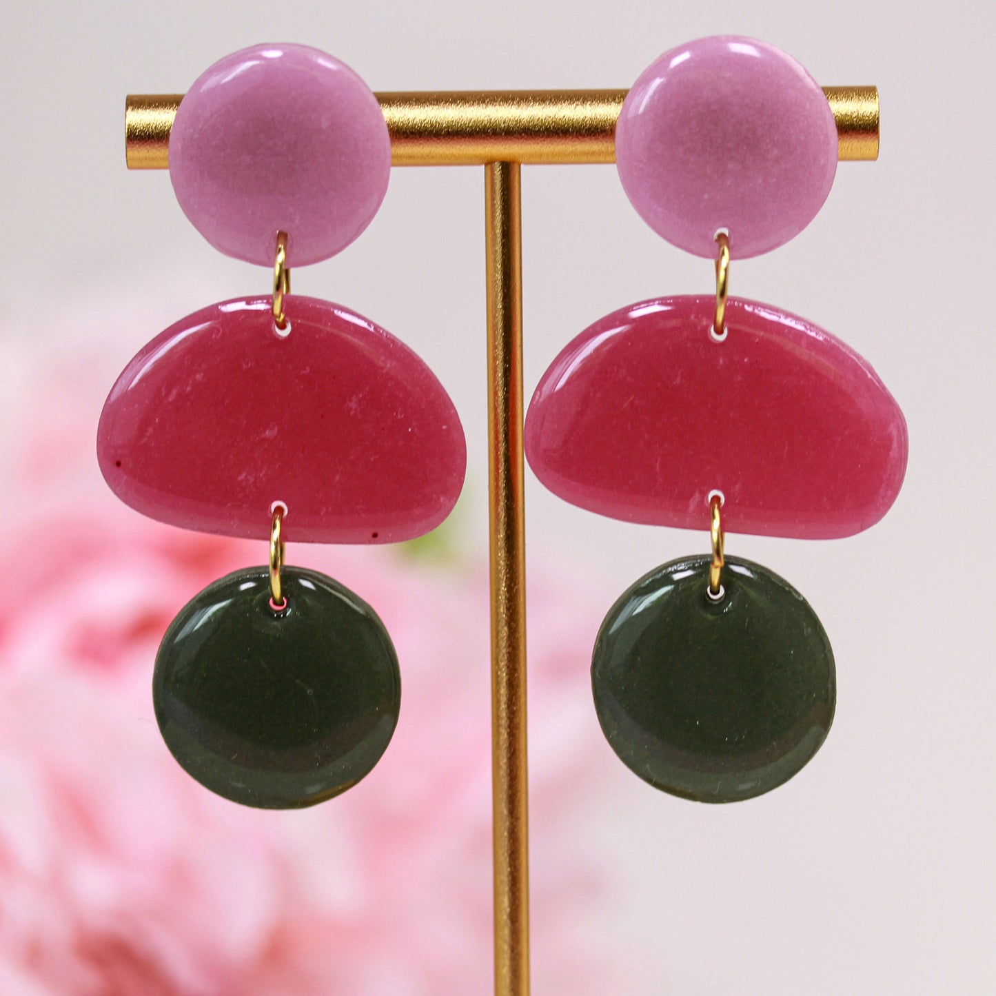 Berry Olive Color Block – Ohrringe