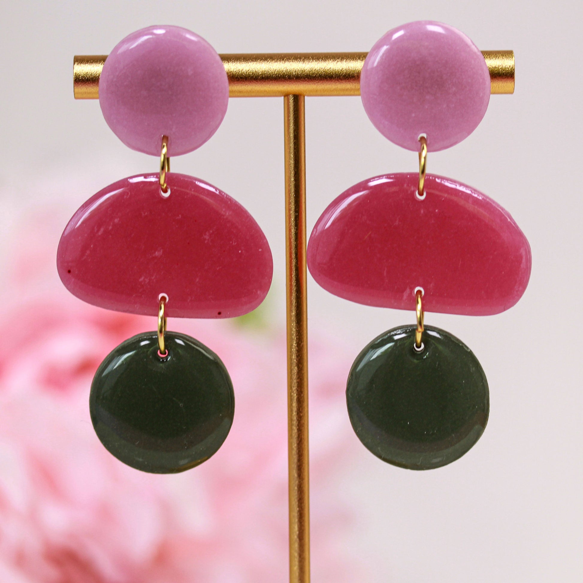 Berry Olive Color Block – Ohrringe