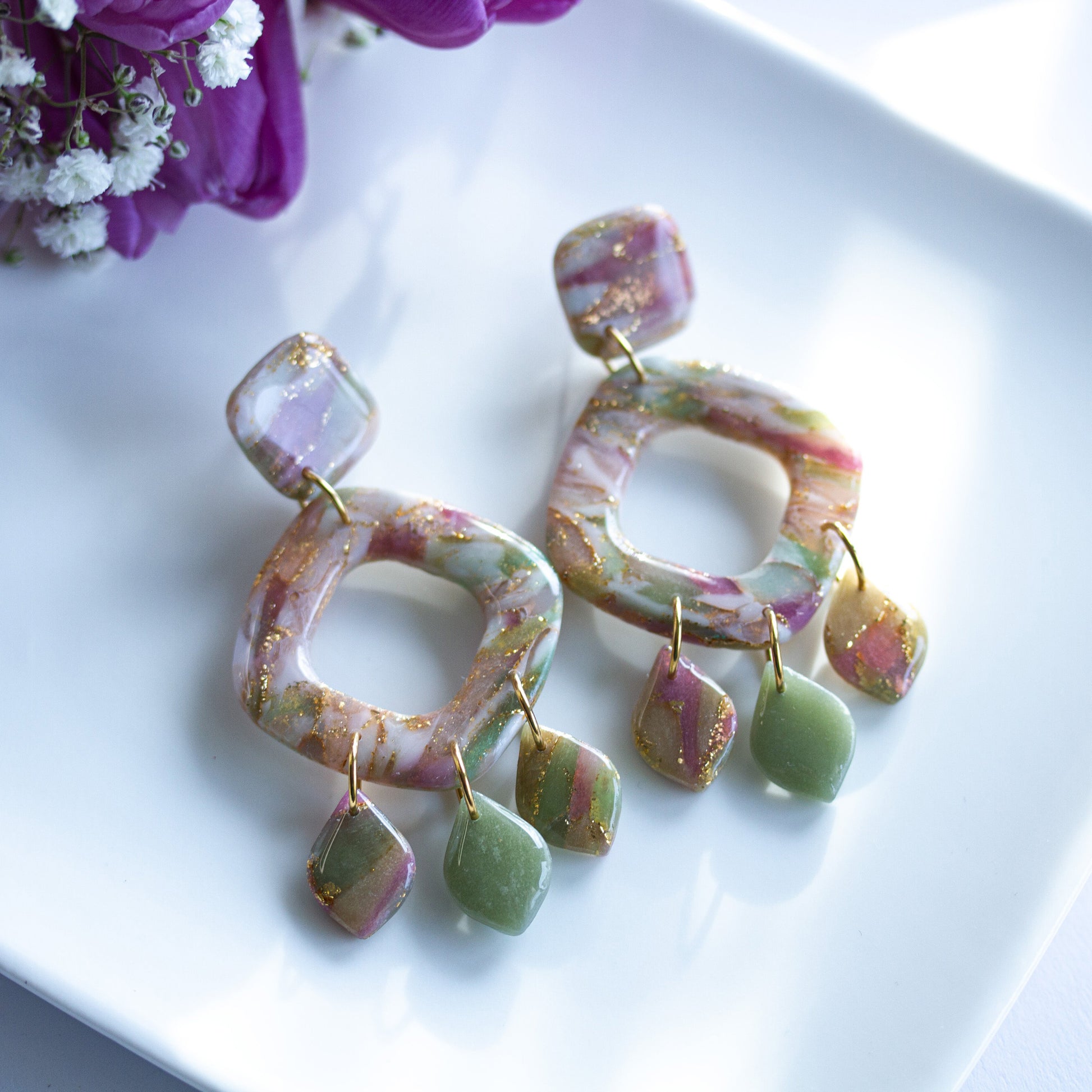 Velvet Bloom Square – Ohrringe