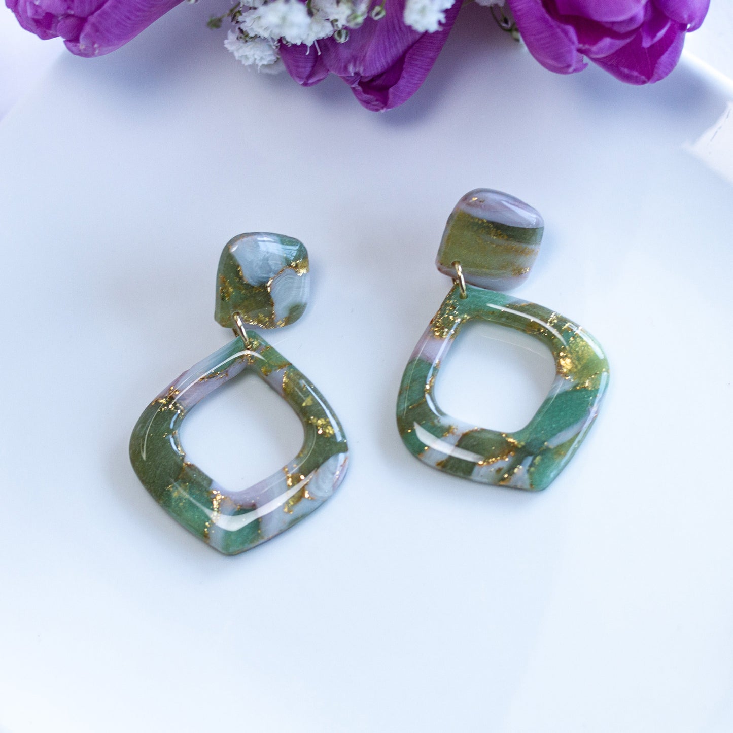 Sage Bloom Open Square – Ohrringe