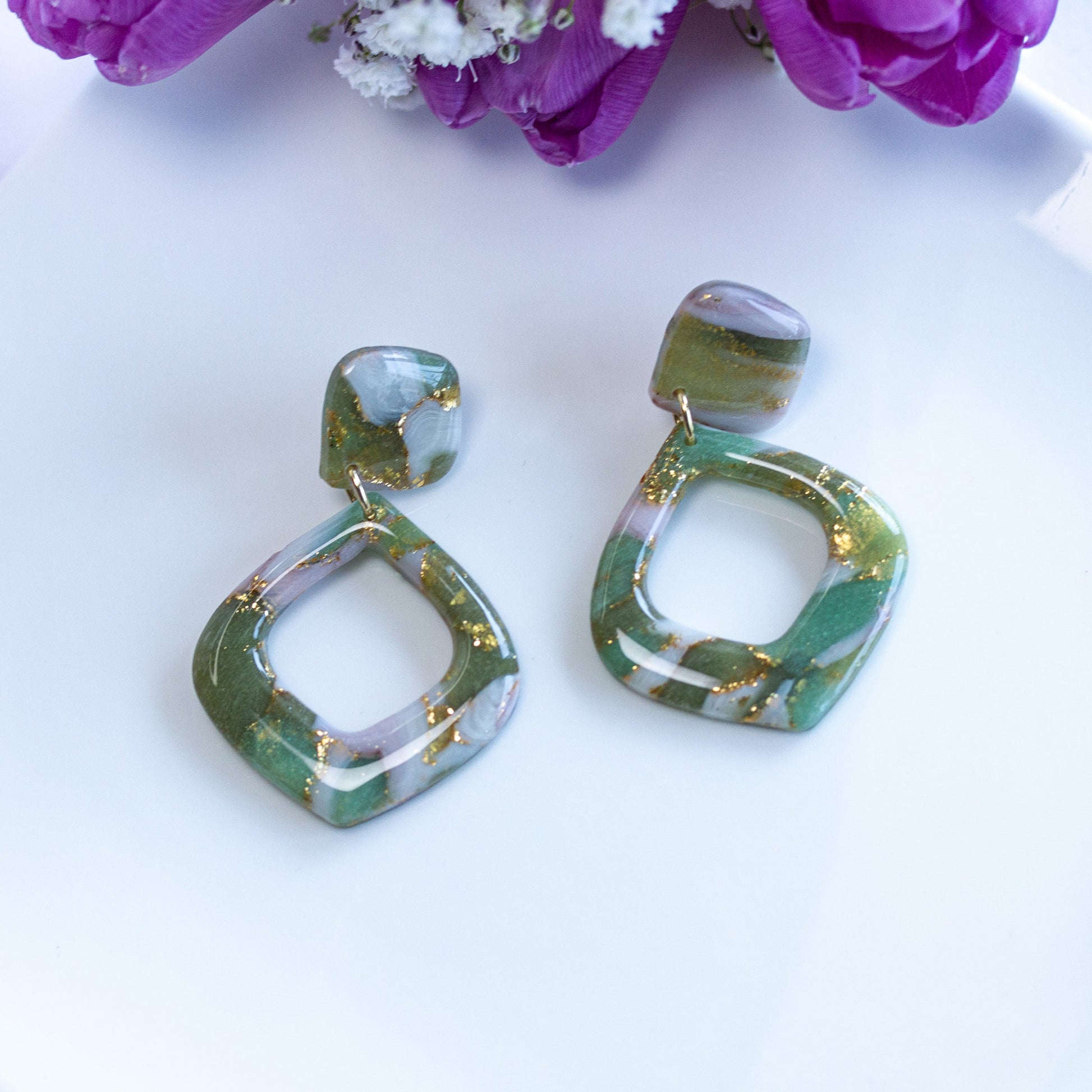 Sage Bloom Open Square – Ohrringe