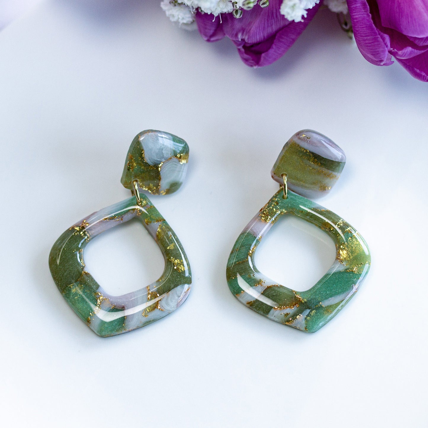 Sage Bloom Open Square – Ohrringe