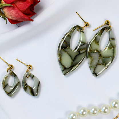 Sage Marble Leaf Maxi – Ohrringe