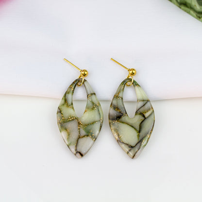 Sage Marble Leaf Maxi – Ohrringe