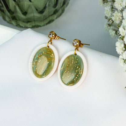Ivory Sage Glow Oval – Ohrringe