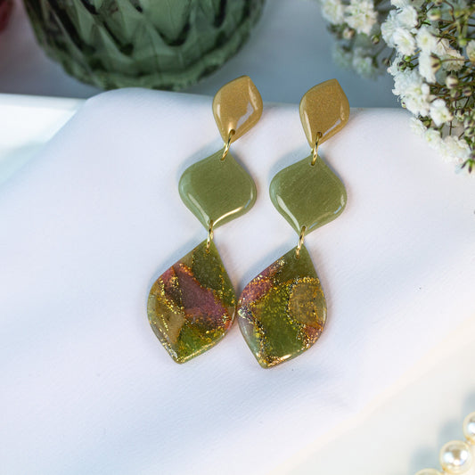 Olive Glow Trio – Ohrringe