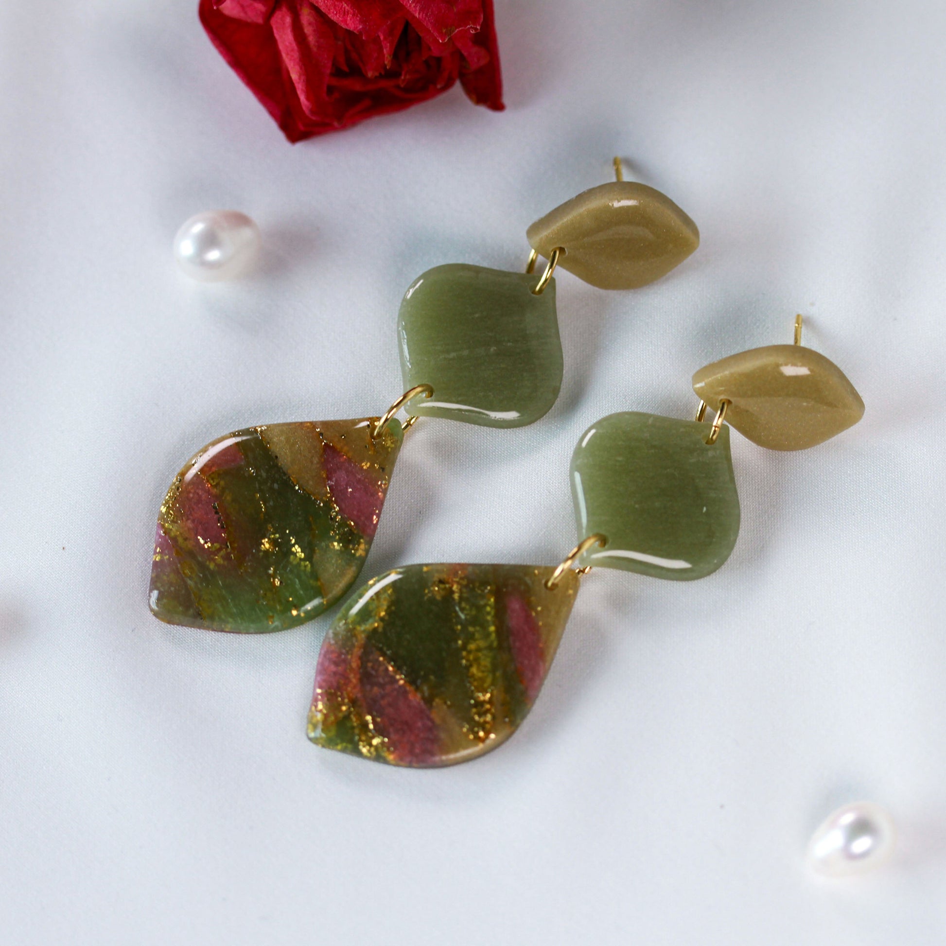 Olive Glow Trio – Ohrringe