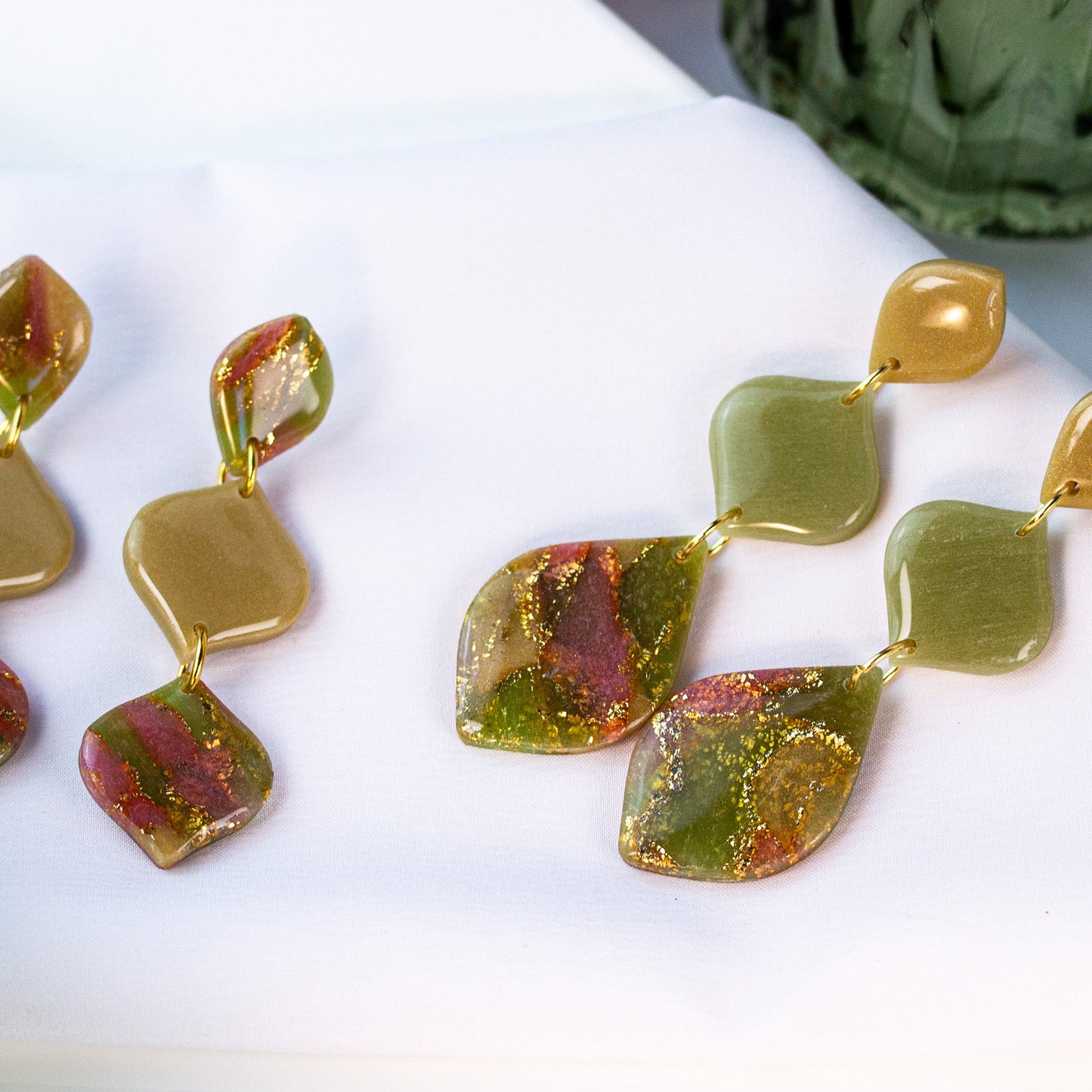 Olive Glow Trio – Ohrringe