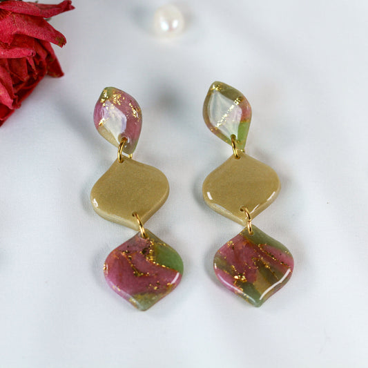 Olive Geometry Glow – Ohrringe