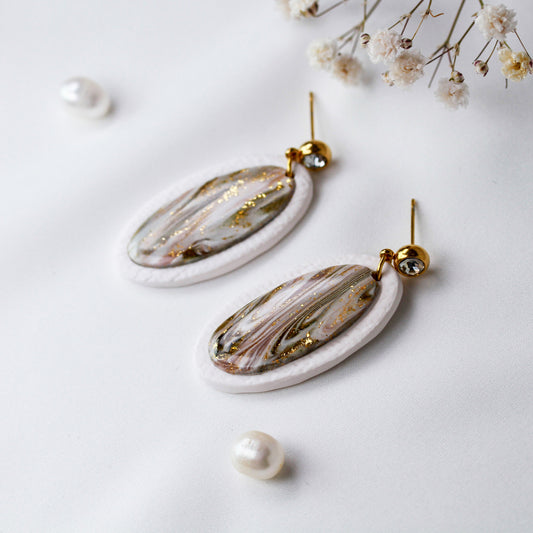 Ivory Mocha Glow – Ovale Ohrringe