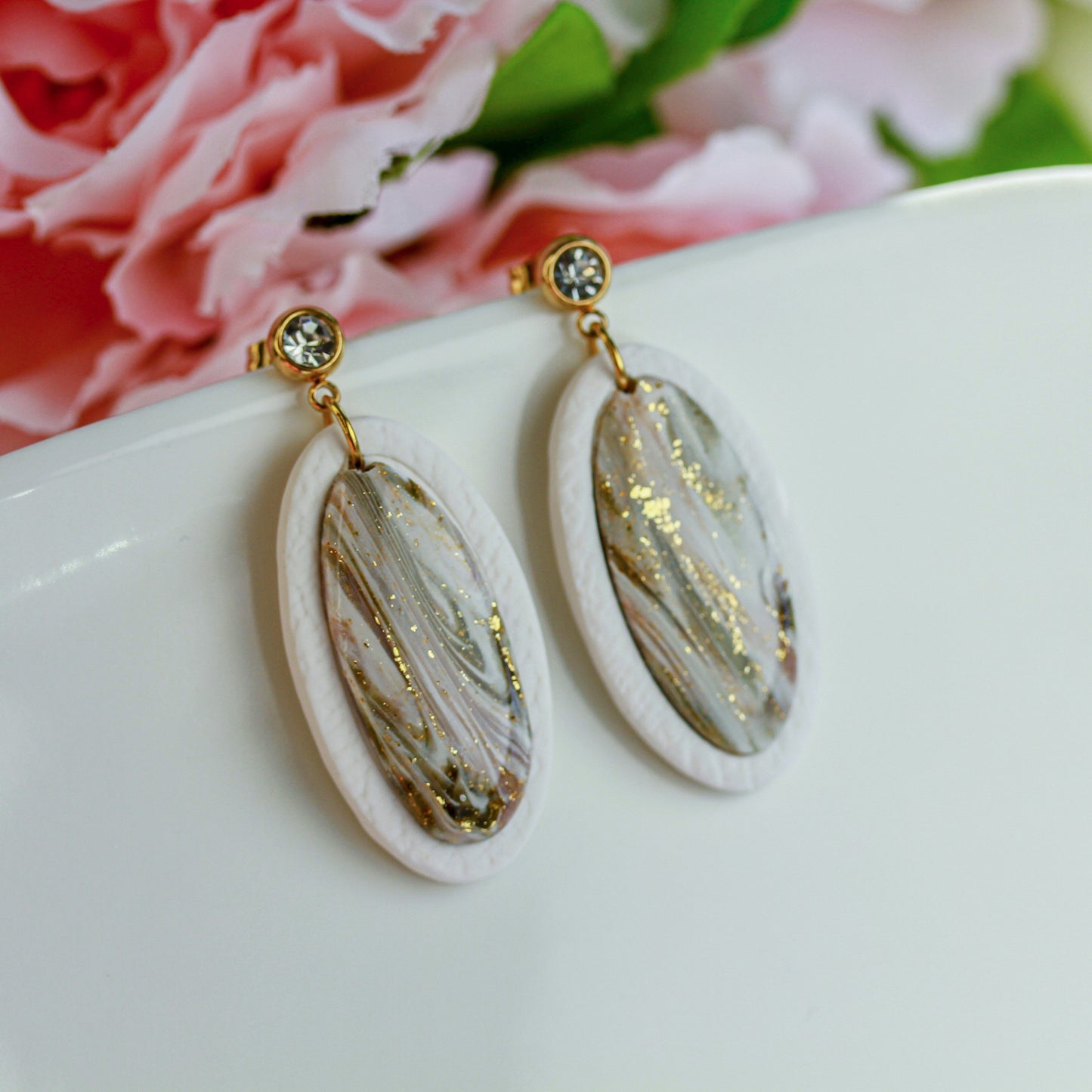Ivory Mocha Glow – Ovale Ohrringe
