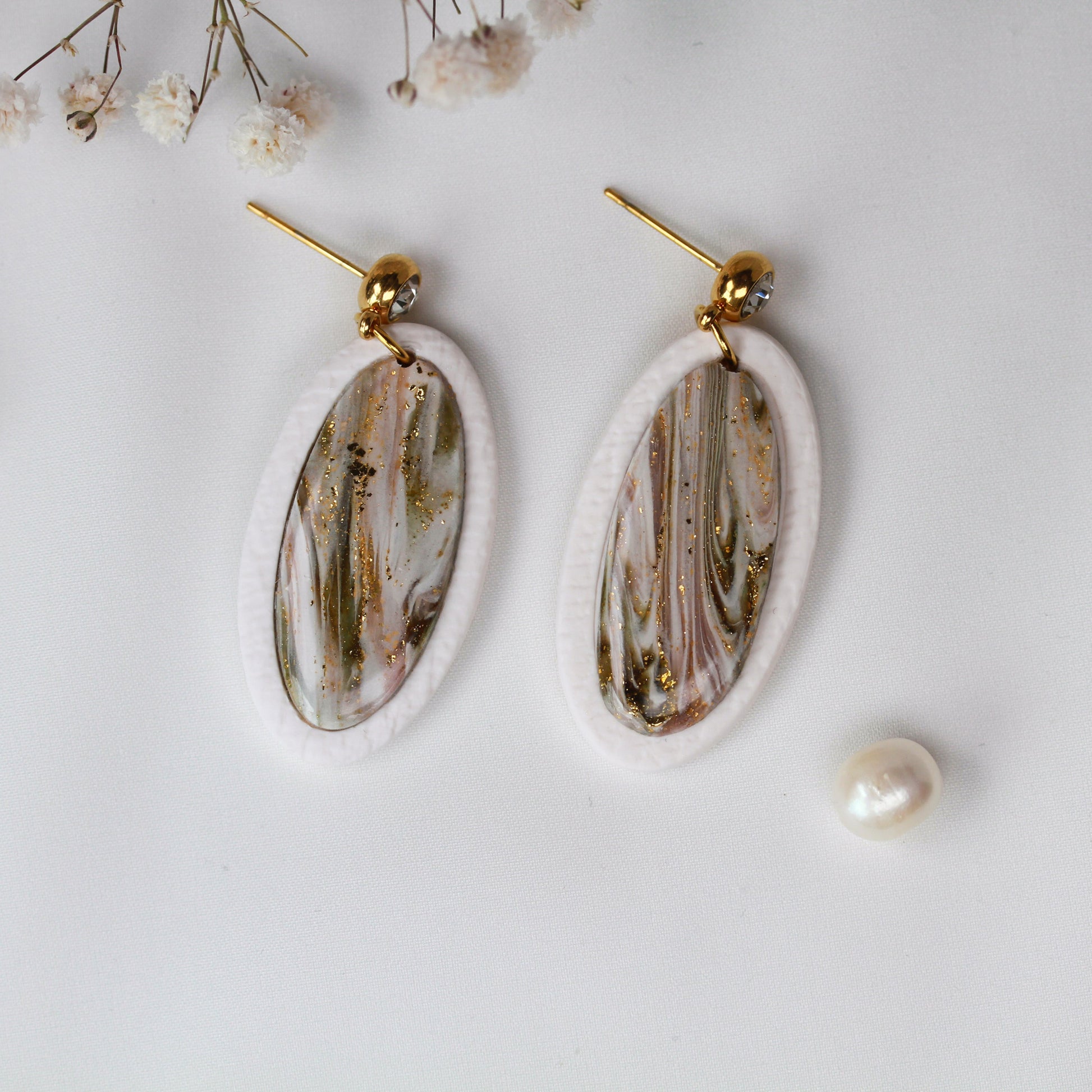 Ivory Mocha Glow – Ovale Ohrringe