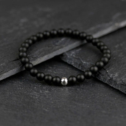 Black Beads Steel – Minimalistisches schwarzes Herrenarmband