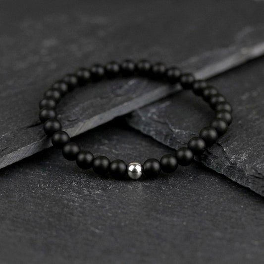 Black Beads Steel – Herrenarmband