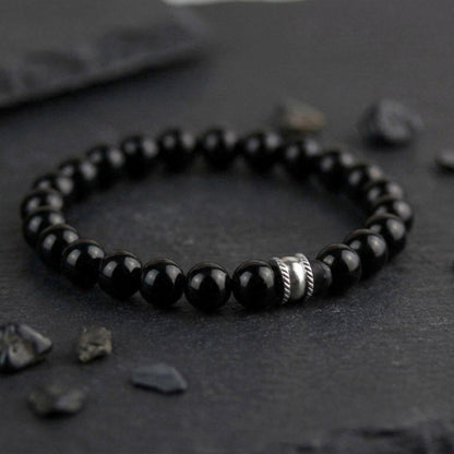 Black Beads Pure – Schwarzes Herrenarmband