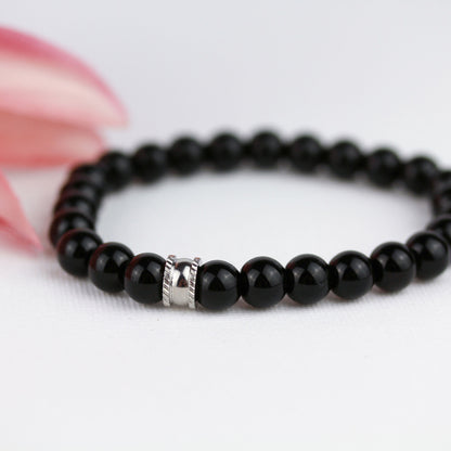 Black Beads Pure – Schwarzes Herrenarmband