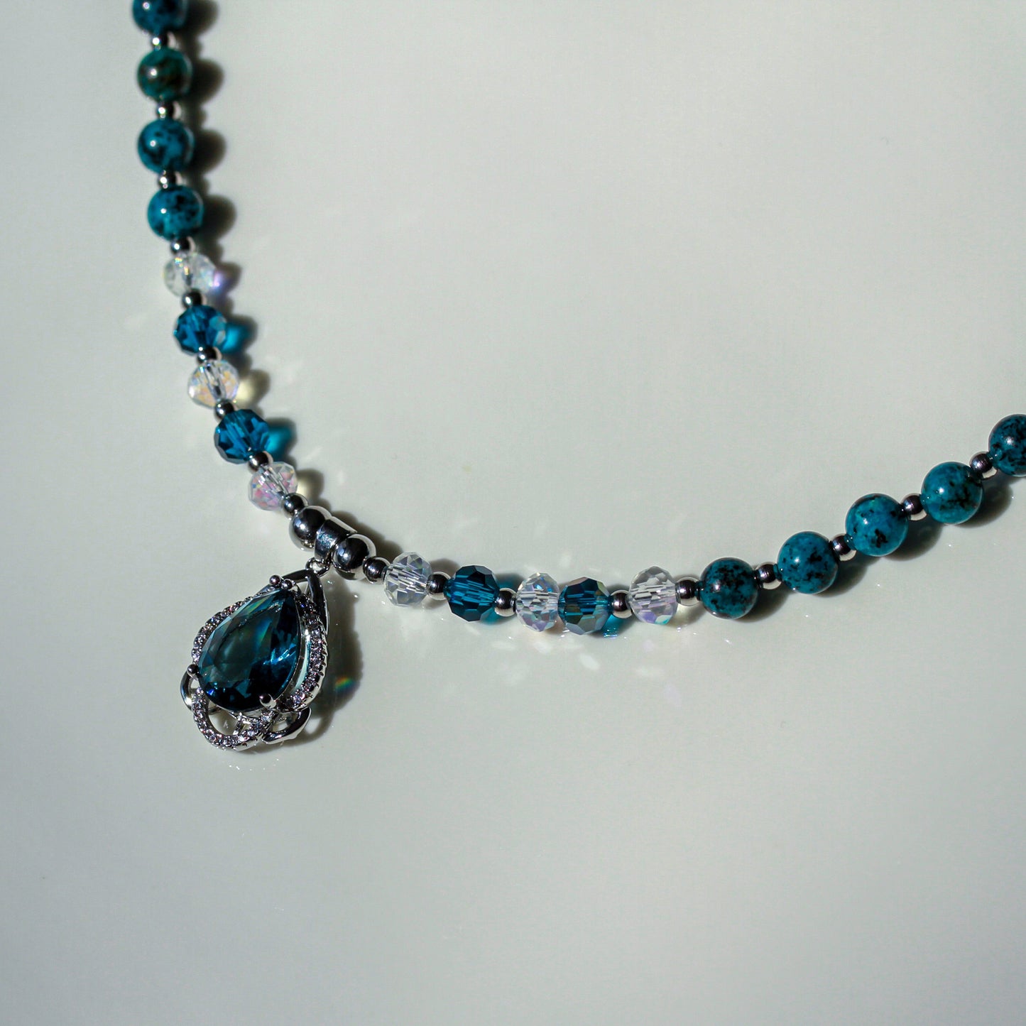 Turquoise Veil – Schmuckset mit Apatit & großem Kristallanhänger