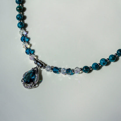 Turquoise Veil – Schmuckset mit Apatit & großem Kristallanhänger