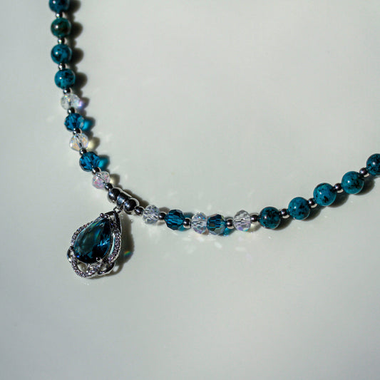 Turquoise Veil – Schmuckset mit Apatit & großem Kristallanhänger