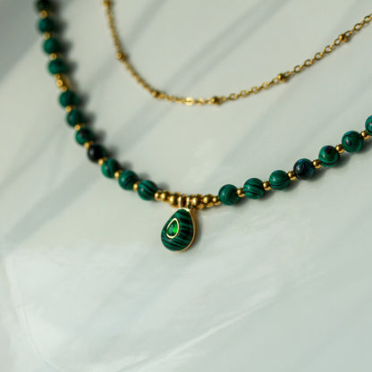 Verdant Malachite – Schmuckset mit Malachit mit Gold-Details