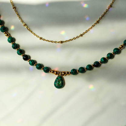 Verdant Malachite – Schmuckset mit Malachit mit Gold-Details