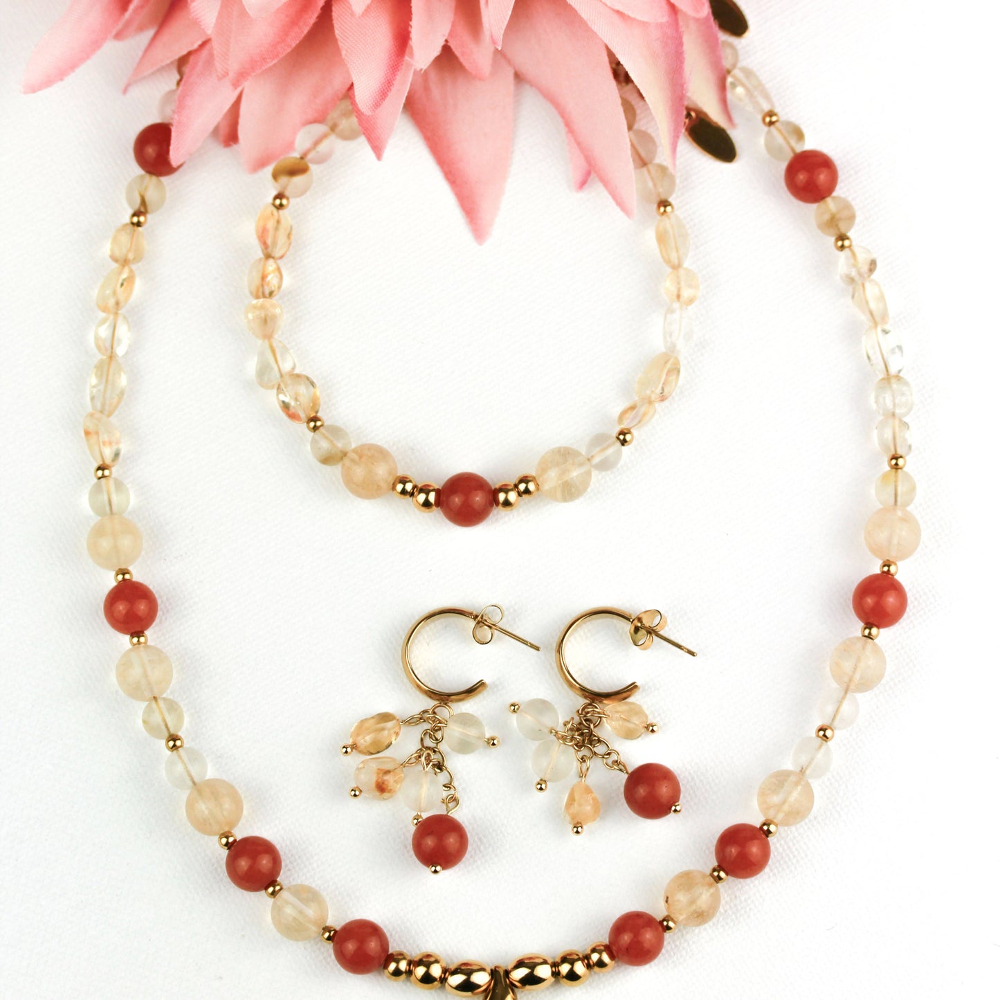 Sunstone Citrus Glow – 3-teiliges Schmuckset mit Citrin und Sonnenstein
