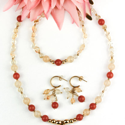 Sunstone Citrus Glow – 3-teiliges Schmuckset mit Citrin und Sonnenstein